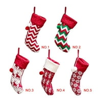 Деца ивици Коледни чорапи за подарък за подарък за снежина празнична декорация чорапи №02