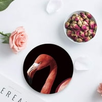 Flamingo комплект от кръгло влакче за напитки, абсорбиращи керамични каменни камъни чаша постелка с коркова основа за домашна