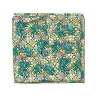 Памучен сатейн завивка покривка, двойни - марокански мозаечни плочки палмови листа големи геометрични тропически акварелни печат по поръчка с лъжица