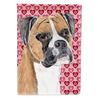 Съкровищата на Каролайн SC9249-Flag-Parent Boxer Hearts Love and Valentine Day Flag, Multicolor