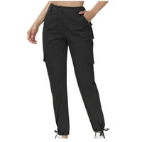 Snoarin плюс размер товарни панталони жени модни летни ежедневни тренировки Разхлабена превръзка Pocket Pocket Solid Trates Zipper