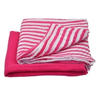 одеяло от зелен кълнове от муселин, изработено от органичен памук-горещ розов комплект