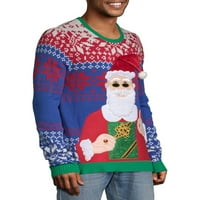 Празнично време Мъжки Дядо Коледа напитка джоб грозен коледен пуловер