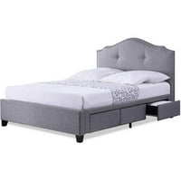 Бакстън студио Армена сиво Бельо модерно легло за съхранение с тапицирана табла, Кралски Размер