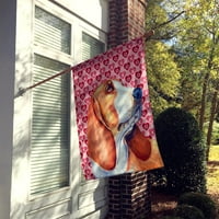 Съкровищата на Каролайн LH9152-Flag-Parent Basset Hound Hearts Love and Valentine's Portrait Flag, Multicolor