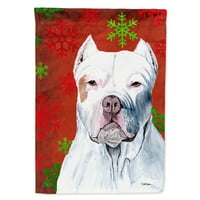 Съкровища на Каролайн SC9421-Flag-Parent Pit Bull Red and Green Snowflakes Holiday Fild Flag, Multicolor