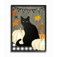 Ступел индустрии Хелоуин черна котка Добре дошли знак Есен Ферма чар рамка стена арт дизайн от Андреа Тачиера, 11 14