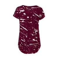 Женска модна ежедневна отпечатана тениска бутон с яка с къс ръкав отгоре