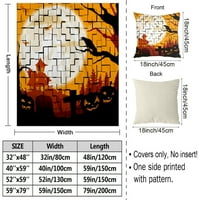 Декоративно одеяло за Хелоуин с калъф за възглавници, метла за спалня за спалня, естетическо одеяло за изкуство,288,59x79 ''