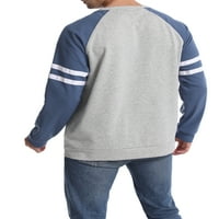 Тениска с дълъг ръкав Visgogo Men Raglan, пачуърк кръгла яка разхлабена пуловер, S L XL XXL