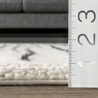 вълнен килим с райета, 6' 9', слонова кост
