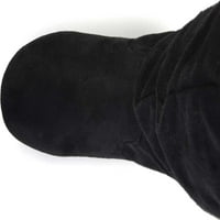 Дамски пътническа колекция Ребека-широк прасец коляно висока отпусната Обувка черен велур 8. M
