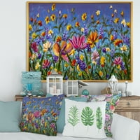 Дизайнарт 'диви цветя и маргаритки в лятна градина поле и' традиционна рамка платно стена арт принт