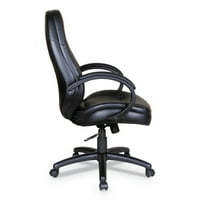 Алера Алера ПФ серия висок гръб кожа офис стол, поддържа до кг, Черна седалка черен гръб, черна основа