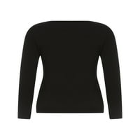 Мусуос дамски плетен тениска с дълги ръкави дизайн деколте цип тънък годен дишащ пуловерни върхове