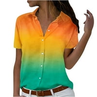 Ризи за копче за жени с къс ръкав с яка работен офис блузи Небрежни свободни годни летни туники върхове плюс размер