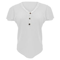 Дамски летни върхове дантела v Neck European American Short Design Design Sense Tshirts Rish for Women