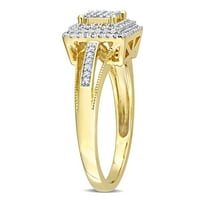 Миабела Дамски карат Т. в. диамант 10кт жълто злато Двоен хало квадрат клъстер пръстен