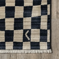 абстрактен кариран килим с ресни, 10 '13', флот