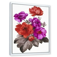 Фучия и червени цветя в рамка живопис платно изкуство печат