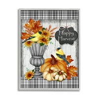 Ступел индустрии щастлива Реколта очарователни есенни птици и кратуни сив рамкиран дизайн от шери Харт
